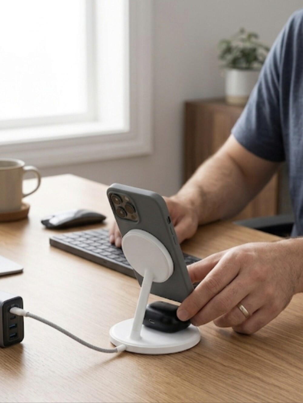 15W Magnetic Wireless Charging Stand Fast Charger - Model M2 White